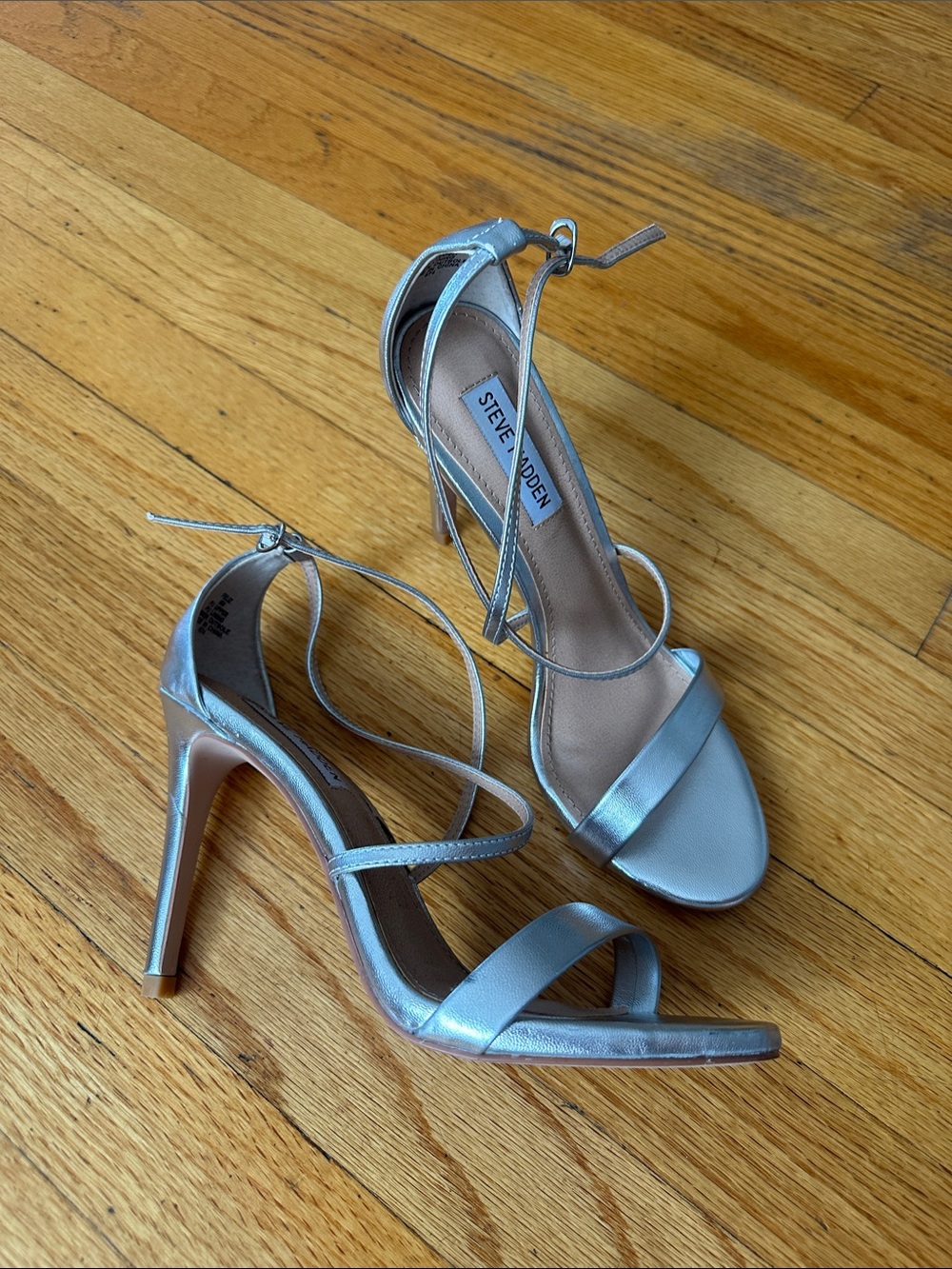 Steve Madden Metallic Silver Lace-Up Sandals